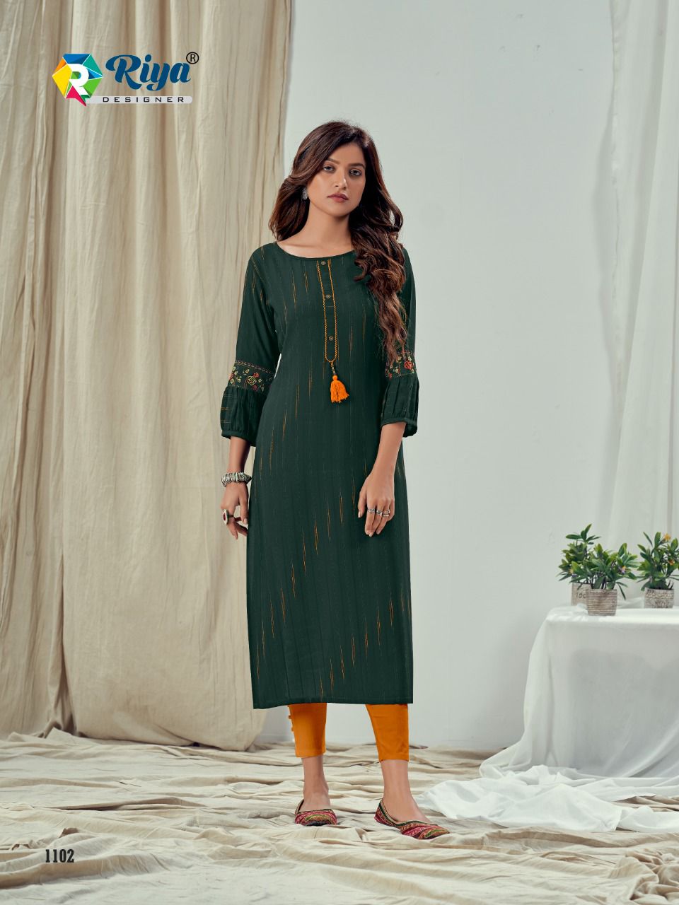 Riya Aylin Fancy Festive Wear Rayon Embroidery Designer Stylish Kurti Collection